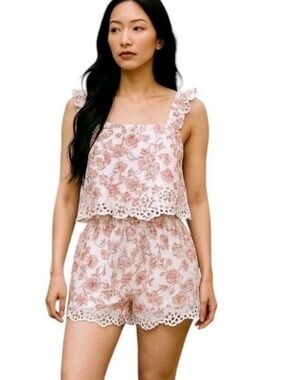Rachel Ashwell Womens Small Romantic Coquette Floral Cottagecore Pajama Set